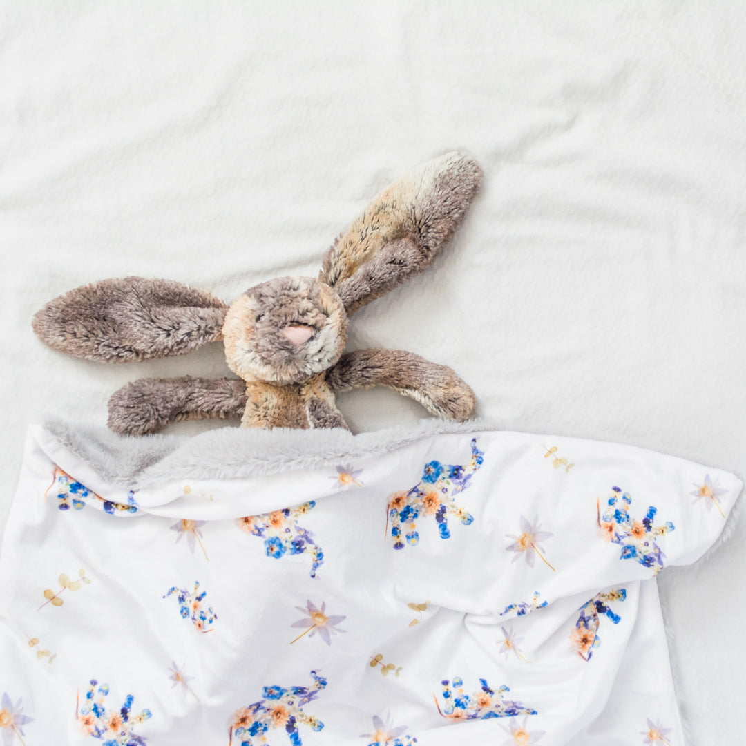 Blue Elephant Minky Baby Blanket