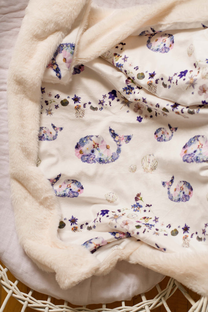 Waves & Whales Minky Baby Blanket