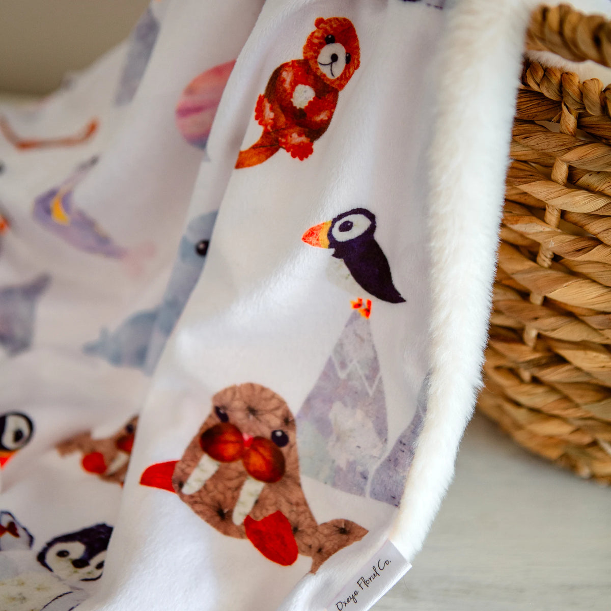 Arctic Critters baby blanket by Oxeye Floral Co