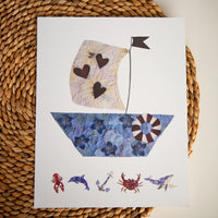 Pressed Flower Sailboat Art for Nursery Decor