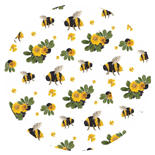 bumblebee pattern made with pressed flowers