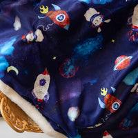 Cosmic Critters pressed flower space themed baby blanket