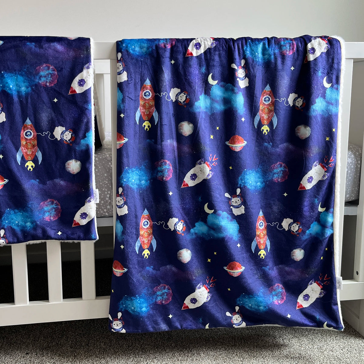 Space themed throw blanket by oxeye floral co