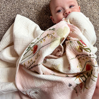 Soft organic cotton blanket with floral design