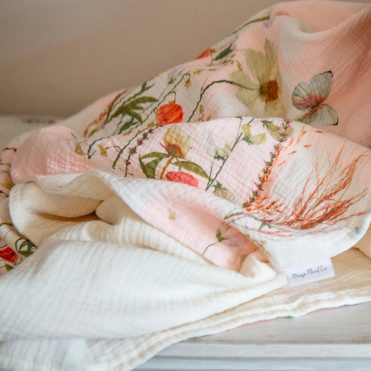 Cosmo Picnic Organic cotton baby blanket by Oxeye Floral Co