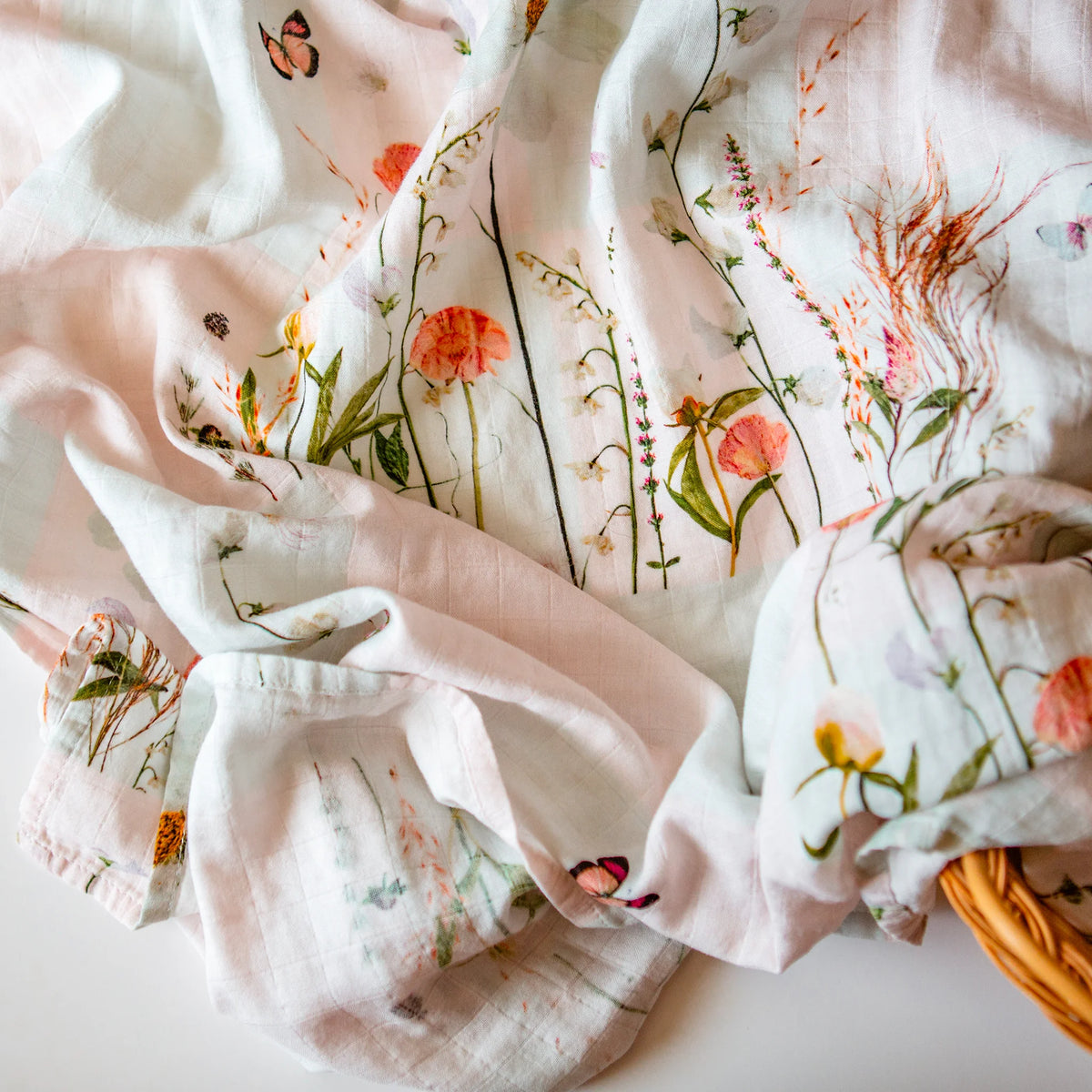 Pink checker picnic style muslin swaddle