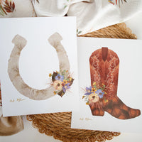 Western themed pressed flower artwork