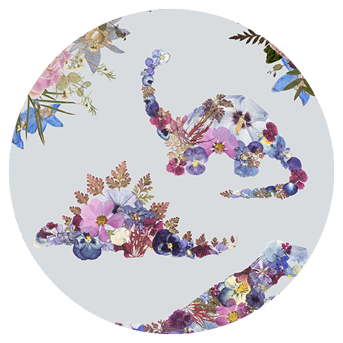 Dainty floral pressed flower dinosaurs