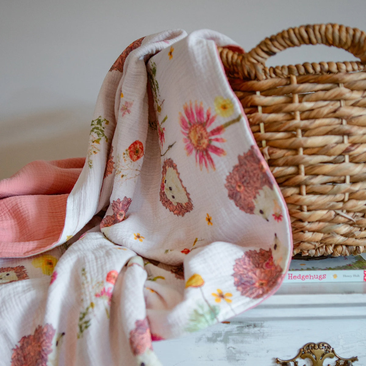 Kids hedgehog garden theme blanket