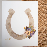 Pressed flower horseshoe wall art