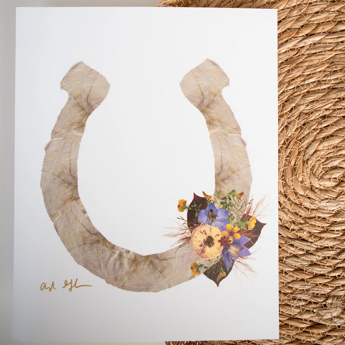 Pressed flower horseshoe wall art