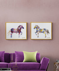 Oxeye Floral Co pressed flower horse wall art
