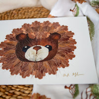 Pressed flower Safari Lion Art Print by Oxeye Floral Co Closeup