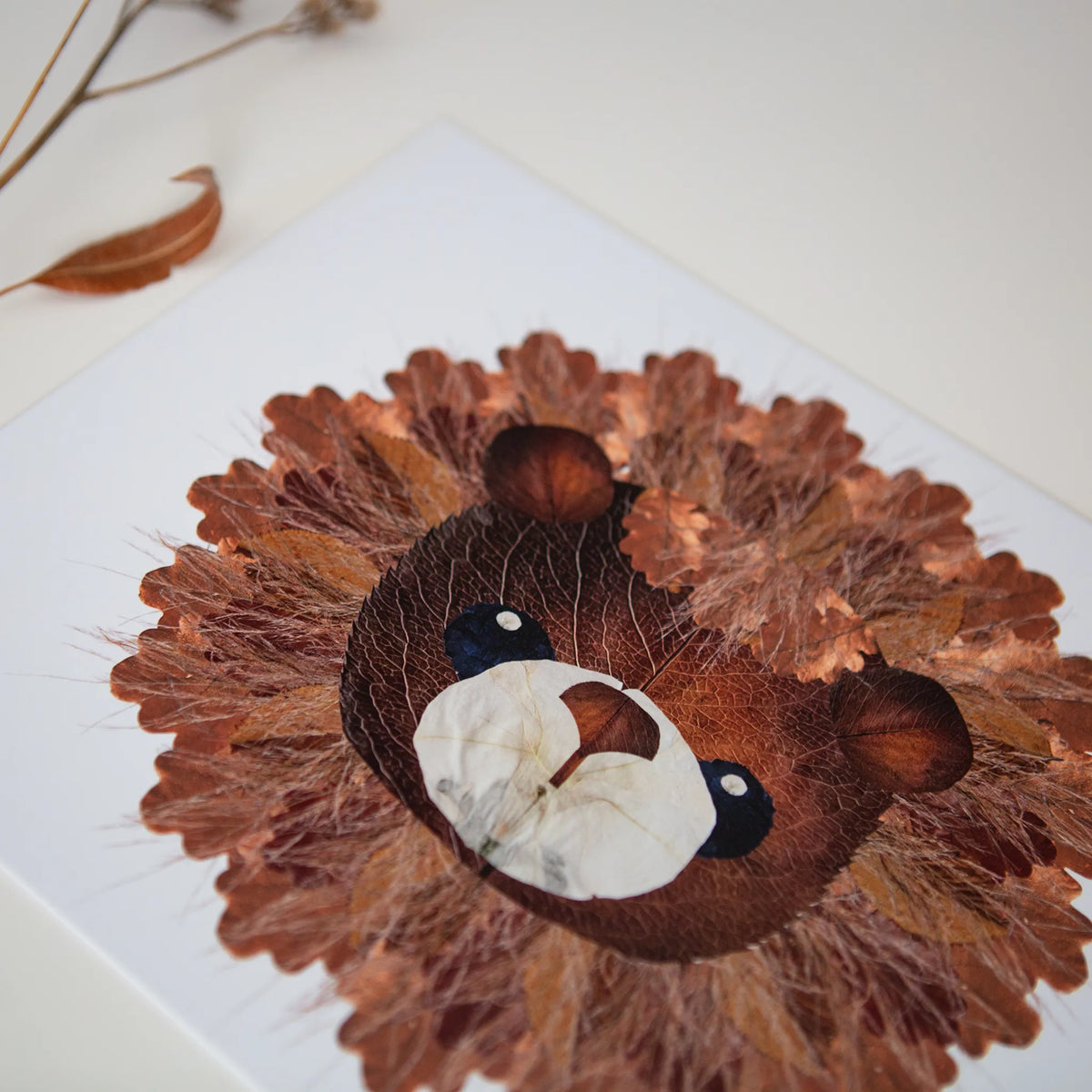 Pressed flower Lion Art Print by Oxeye Floral Co