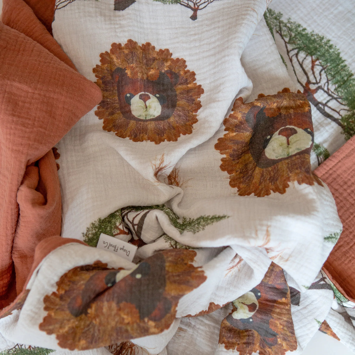 Safari Lion organic baby blanket