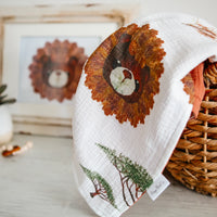 Pressed flower lion blanket with matching lion art print