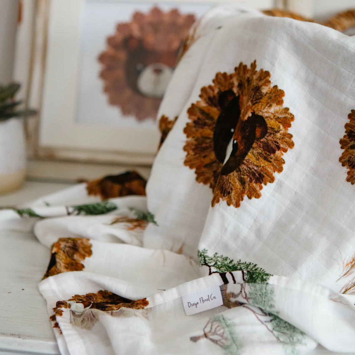 Cute safari newborn swaddle with soft muslin fabric