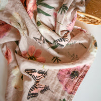 Newborn swaddle  with pink cotton muslin fabric