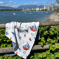 Open ocean organic cotton baby blanket by Oxeye Floral Co