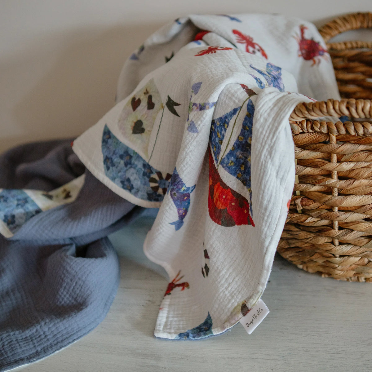 Pressed flower nautical theme baby blanket