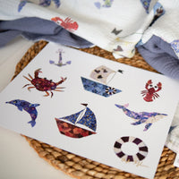 Open Ocean Seaside Pressed Flower Artwork