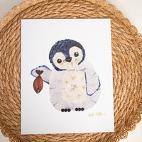 Pressed Flower Penguin Artwork for Nursery