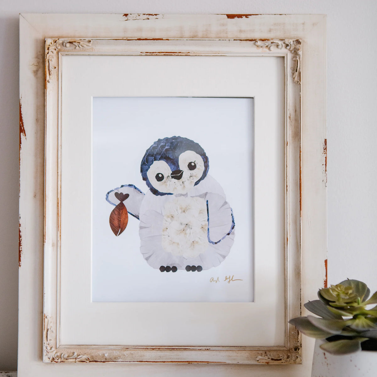 Floral Penguin Nursery Artwork by Oxeye Floral Co