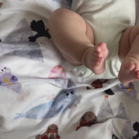 Adorable baby blanket with pressed flower arctic animals