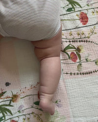 Organic Cotton baby blanket with pressed flower meadow