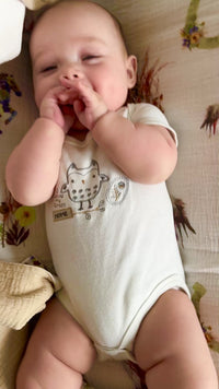 Cute Baby with Wild Horses Cotton Baby Blanket by Oxeye Floral Co