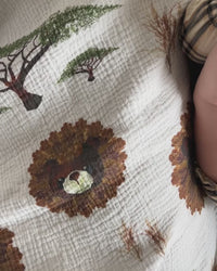 Cotton baby blanket with safari theme
