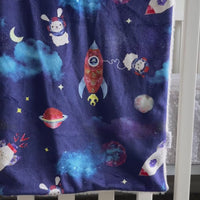 Pressed flower animals in space baby blanket by oxeye floral co