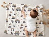 Rainy Day Rainbows Minky Baby Blanket