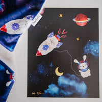 Pressed Flower Nursery Art Space Bunny