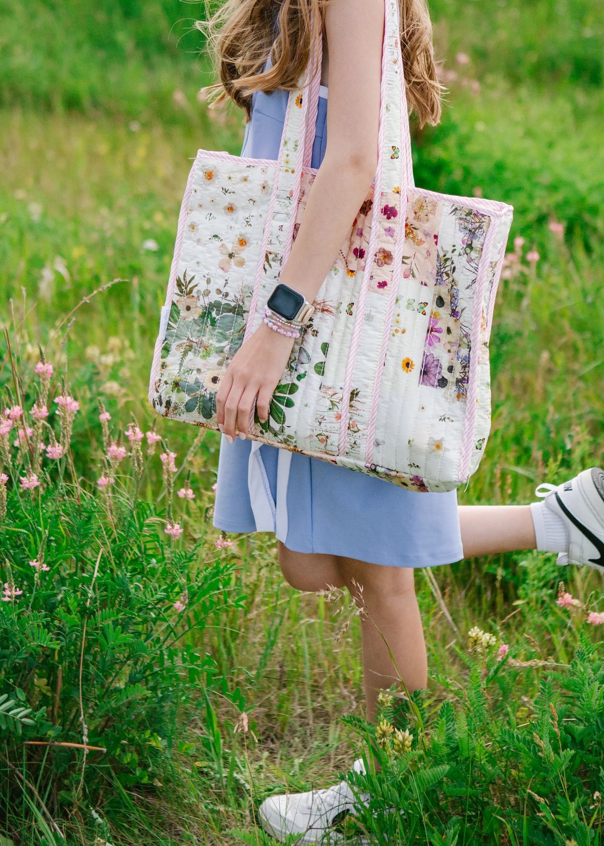 Cute floral patchwork tote bag
