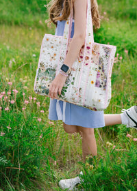Cute floral patchwork tote bag