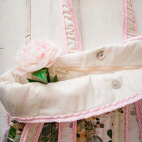 Pressed flower tote with cream lining