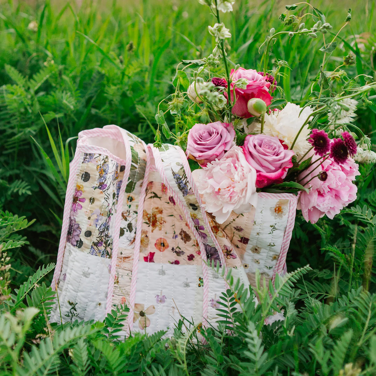 Pressed flower tote bag by Oxeye Floral Co
