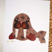 Pressed Flower Walrus Wall Art by Oxeye Floral Co