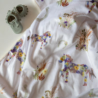 Pressed flower horse baby blanket