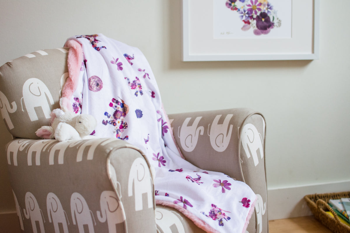 Pink Elephant Minky Baby Blanket