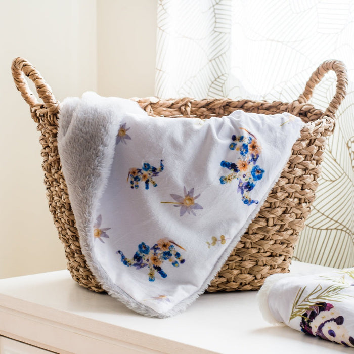 Blue Elephant Minky Baby Blanket