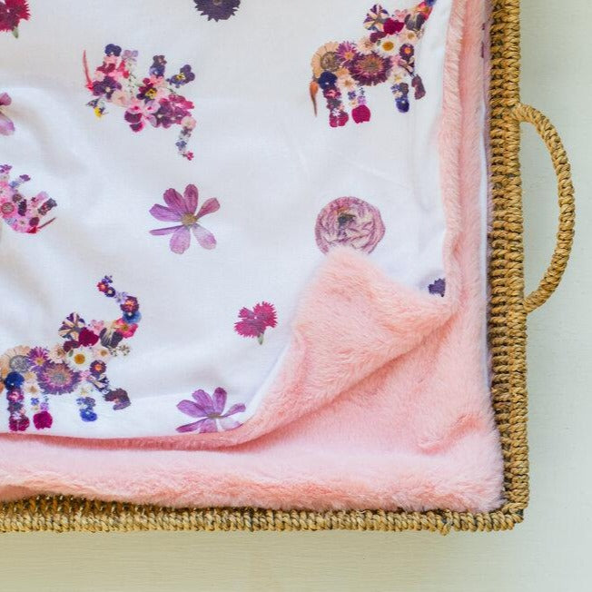 Pink Elephant Minky Baby Blanket