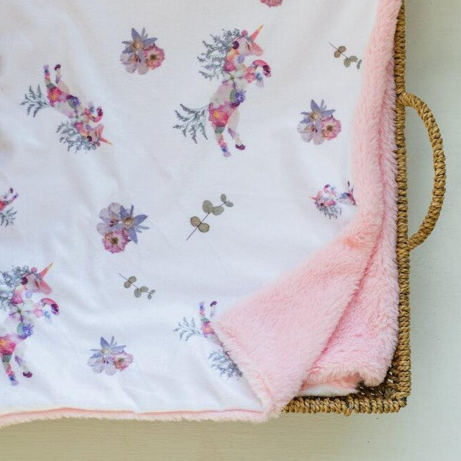 Pink Unicorn Minky Baby Blanket