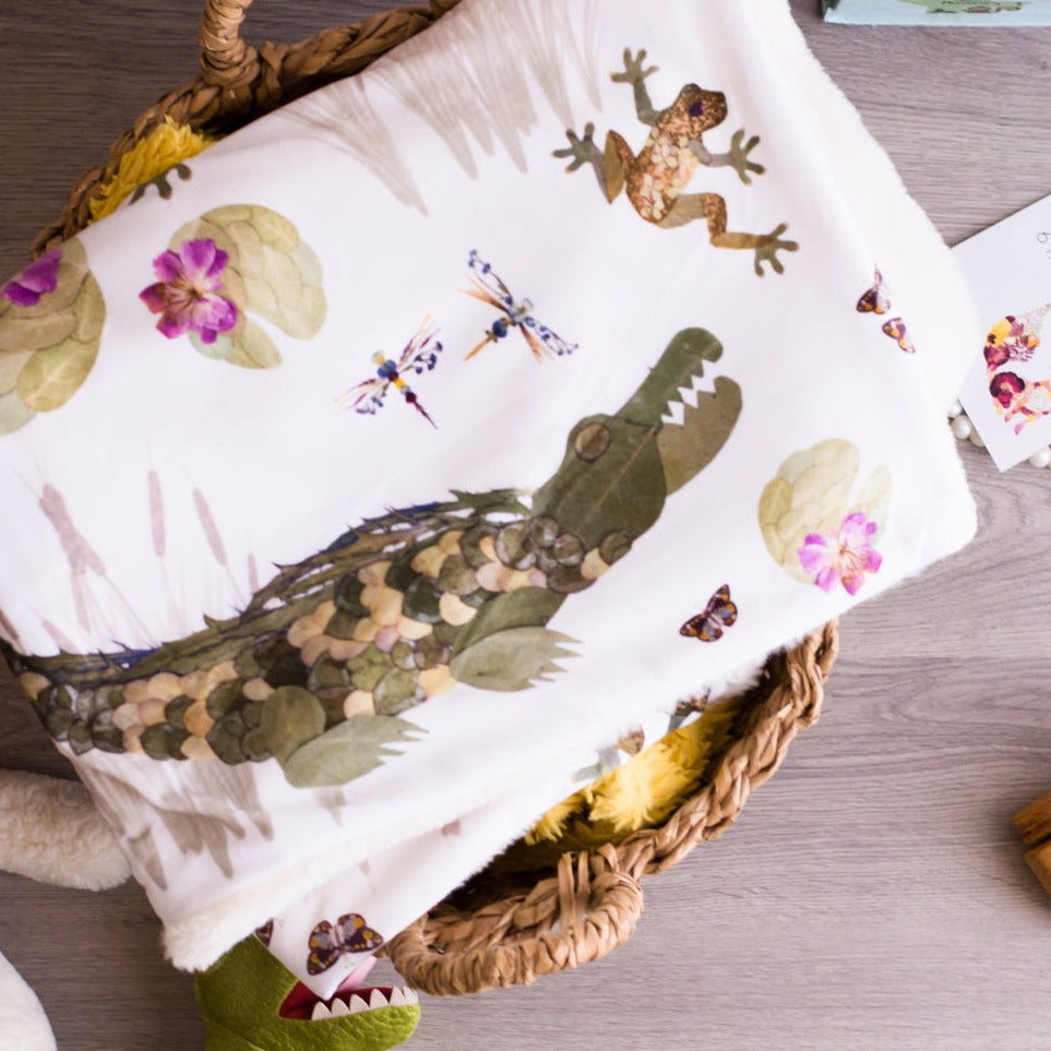 Swamp Creatures Minky Baby Blanket