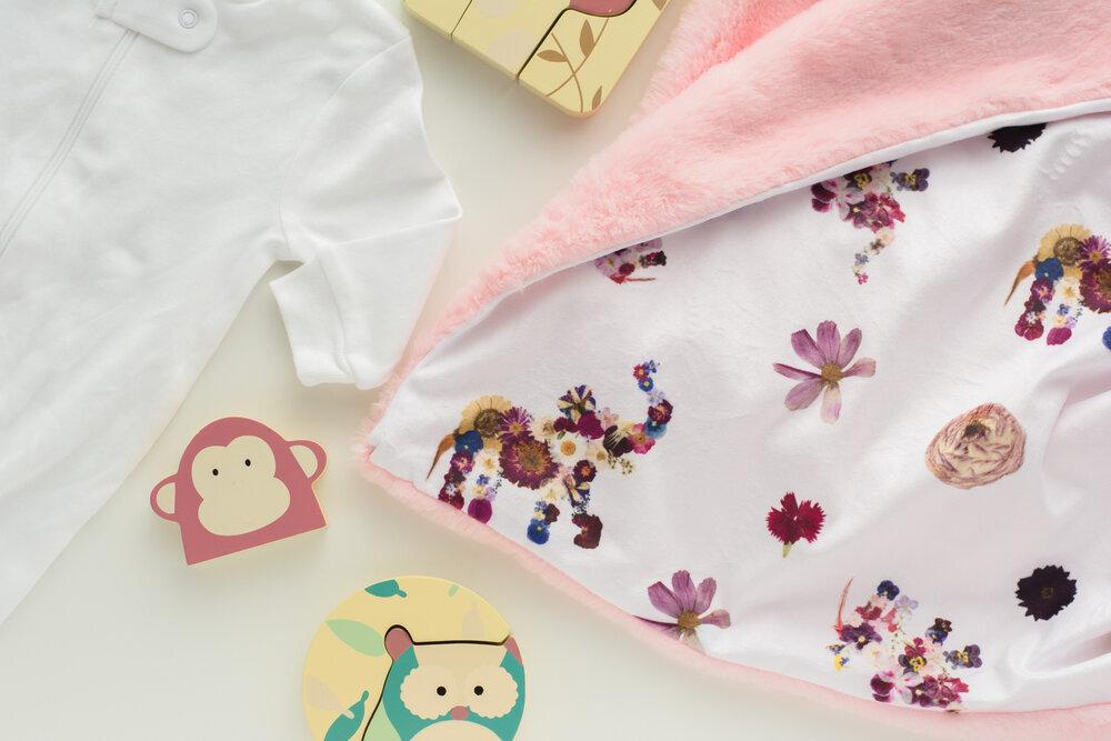 Pink Elephant Minky Baby Blanket