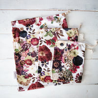 Dark Florals Drawstring Gift Bags (Set of 3)