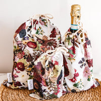 Dark Florals Drawstring Gift Bags (Set of 3)