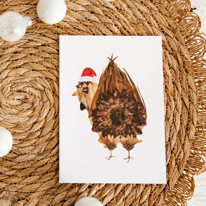 Christmas Chicken Butt Greeting Card by Oxeye Floral Co