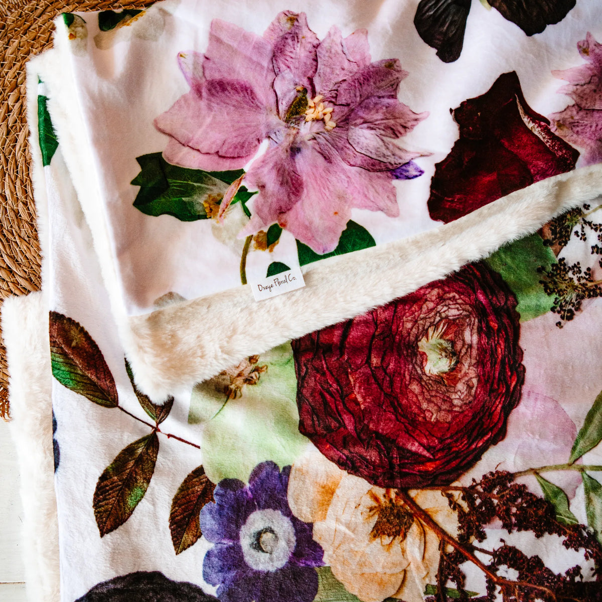 Dark Florals Throw Blanket